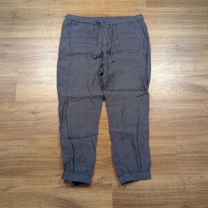 Caslon Linen Jogger Pants Men Medium Gray Elastic Waist Drawstring Vacation